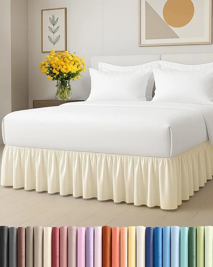 Comfortable Bedskirt Full Size Ruffle – 18 inch Drop Dust Ruffle Bed Skirt with Platform – Ultra-Soft Easy Fit Premium Hotel Quality – Wrinkle Fade amp Shrink Resistant – For Women Men Kids amp Teens – Off White High-Grade