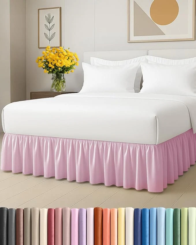Genuine Bedskirt Full Size Ruffle – 15 inch Drop Dust Ruffle Bed Skirt with Platform – Soft Easy Fit Premium Hotel Quality – Wrinkle Fade amp Shrink Resistant – for Women Men Kids and Teens – Light Pink Carefully Designed