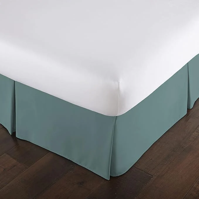 Innovative Southshore Fine Living Inc. Tailored Queen Bed Skirt 14 Inch Drop Pet Hair Resistant Dust Ruffle Queen Size – Easy Care Wrinkle Bed Skirting to Hide Underbed Storage – Steel Blue Teal Powerful
