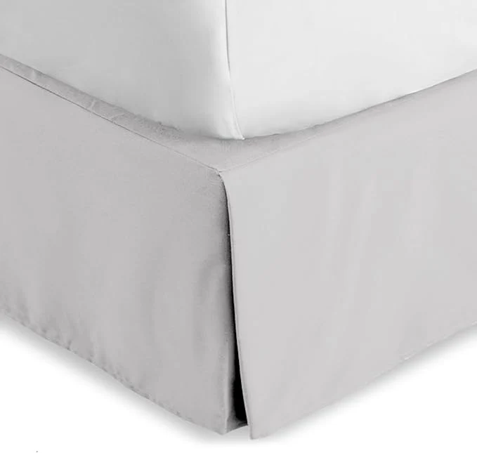 Dependable Bare Home Queen Bed Skirt – 15-Inch Tailored Drop Easy Fit – Bed Skirt for Beds – Center amp Corner Pleats Queen Light Grey Long-Lasting