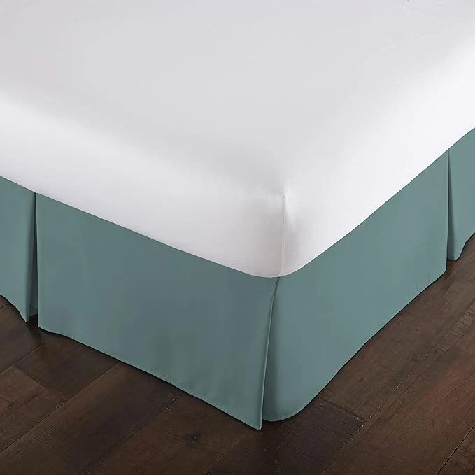High-End Southshore Fine Living Inc. Twin Bed Skirt 14 Inch Drop – Pleated Dust Ruffle Blue Bed Skirt Twin Size – Durable Microfiber Fade Resistant for College Dorm Room or Kids Room – Steel Blue Teal Green