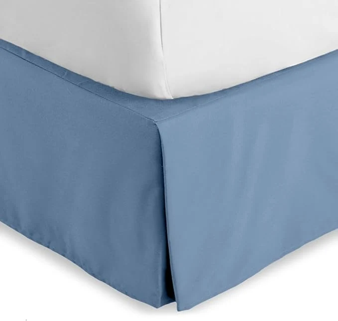Premium Bare Home Queen Bed Skirt – 15-Inch Tailored Drop Easy Fit – Bed Skirt for Beds – Center amp Corner Pleats Queen Coronet Blue Top-Quality