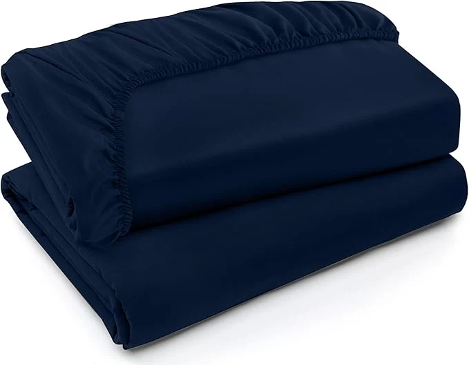 Pure Utopia Bedding Queen Fitted Sheets – Bottom Sheets – Deep Pockets – Soft Brushed Microfiber – Shrinkage amp Fade Resistant – Easy Care – 2 Fitted Sheet Only Navy Powerful