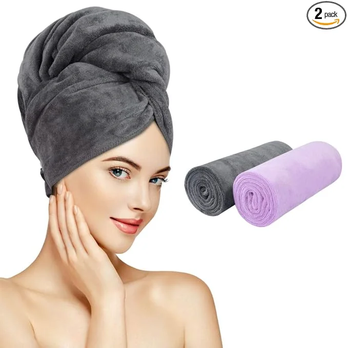Natural SUNLAND Microfiber Hair Towels Anti Frizz Hair Drying Towel Super Absorbent Trendy
