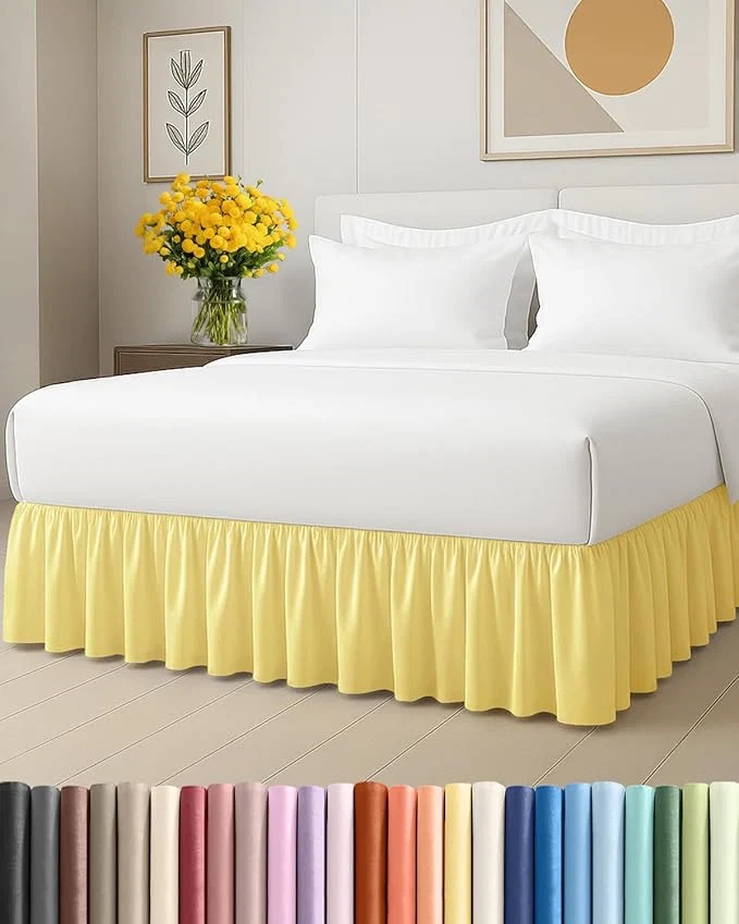 Trusted Bedskirt Twin Size Ruffle – 18 inch Drop Dust Ruffle Bed Skirt with Platform – Ultra-Soft Easy Fit Premium Hotel Quality – Wrinkle Fade amp Shrink Resistant – for Women Men Kids and Teens – Yellow Secure