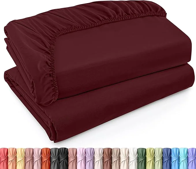 Advanced Utopia Bedding Twin XL Fitted Sheets – Bulk Pack of 2 Bottom Sheets – Soft Brushed Microfiber – Deep Pockets – Shrinkage amp Fade Resistant – Easy Care Twin XL Burgundy World-Class