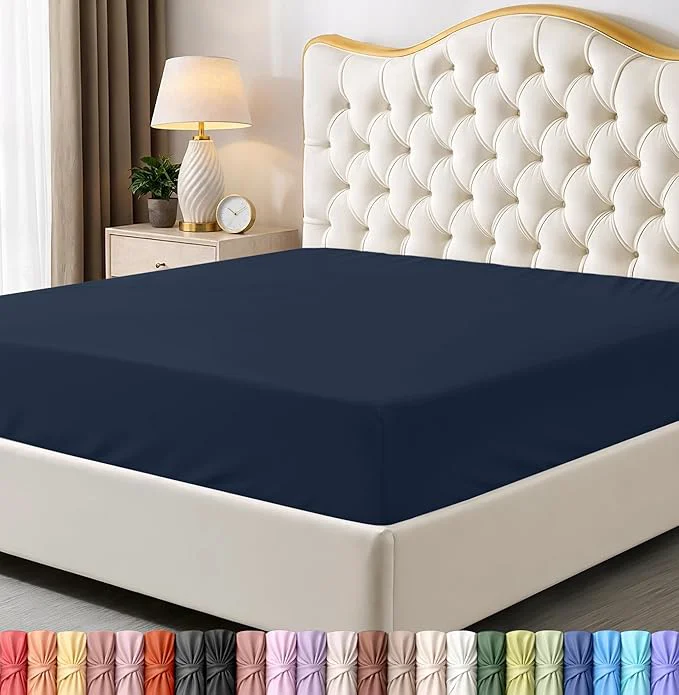 Breathable Utopia Bedding Twin Fitted Sheet – Bottom Sheet – Deep Pocket – Soft Microfiber – Shrinkage and Fade Resistant – Easy Care – 1 Fitted Sheet Only Navy Sophisticated