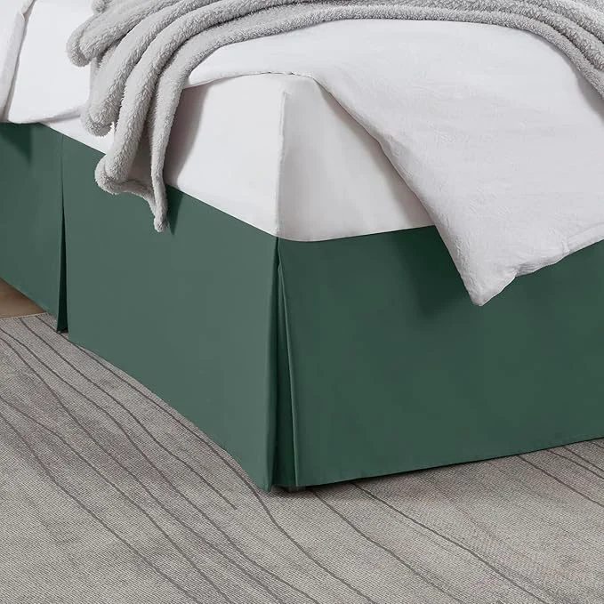 Healthy Nestl Forest Green Bed Skirt Cal King Size – Cal King Bed Skirt 14 Inch Drop – Brushed Microfiber Bed Skirts – Hotel Quality Pleated Bed Skirt – Shrinkage amp Fade Resistant Elegant