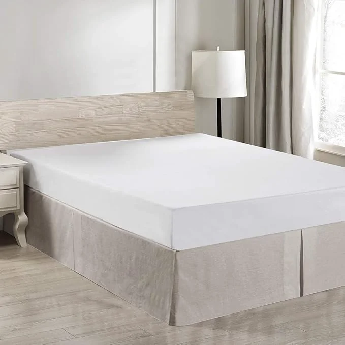 Fine Simple amp Opulence Belgian Linen Bed Skirt with Classic 14 inch Tailored Drop Dust Ruffle Easy Fit Breathable Premium Natural Flax- Basic Linen Queen Innovative