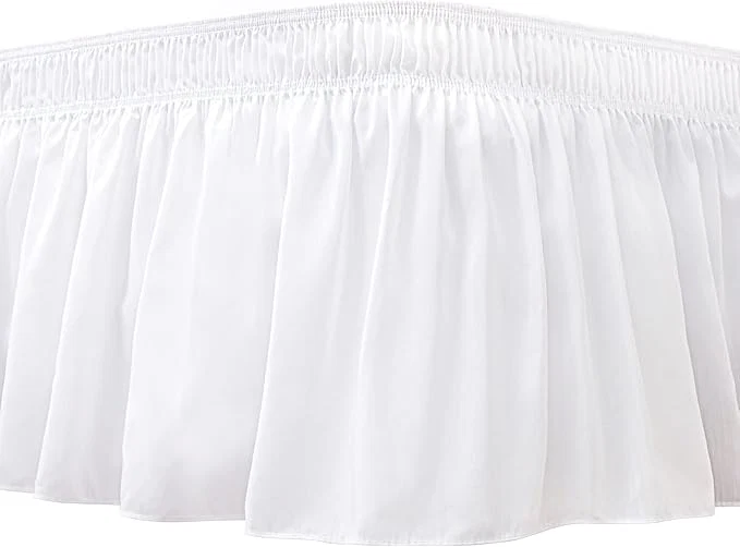 Efficient Biscaynebay Wrap Around Bed Skirts for King amp Cal King Beds 11 quot Short Drop White Adjustable Elastic Dust Ruffles Easy Fit Wrinkle Resistant Silky Luxurious Fabric Machine Washable Prestigious