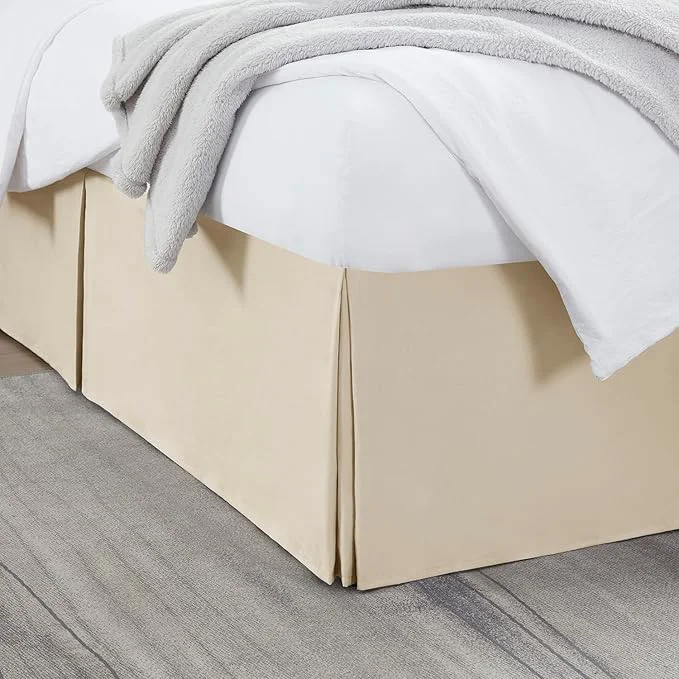 Elite Nestl Cream Twin XL Bed Skirt – Twin XL Size 14 Inch Drop – Brushed Microfiber Hotel Quality Pleated Bed Skirt – Shrinkage amp Fade Resistant Verified