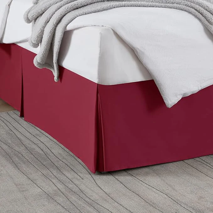 Exclusive Nestl Red Heaven Twin Bed Skirt – Twin Size Bed Skirt 14 Inch Drop – Brushed Microfiber Bed Skirts – Hotel Quality Pleated Bed Skirt – Shrinkage amp Fade Resistant Detailed
