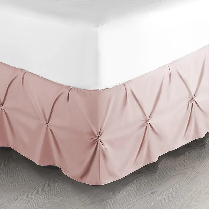Original Design Nestl Blush Pink Bed Skirt Full Size Pinch Pleat Full Bed Skirt 14 quot Inch Drop Full Bedskirt Hotel Quality Blush Pink Bed Skirts Premium Microfiber Bedskirt for Full Bed Blush Pink Full Bed Skirt Refined