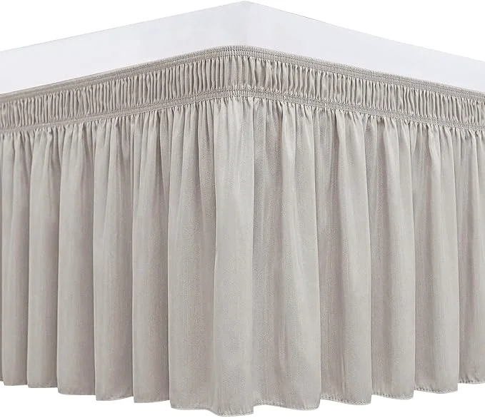 Luxury Biscaynebay Wrap Around Bed Skirts for King amp Cal King Beds 14 quot Drop Camel Grey Adjustable Elastic Dust Ruffles Easy Fit Wrinkle Resistant Silky Luxurious Fabric Machine Washable Long-Lasting