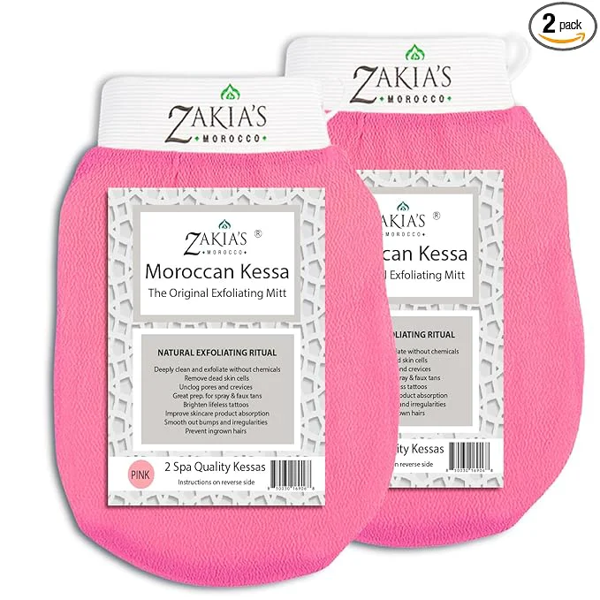 Organic Kessa Exfoliating Glove -Value Pack -Pink -Microdermabrasion At Home Luxury