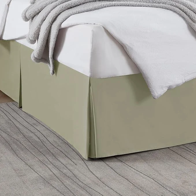 Organic Nestl Green Full XL Bed Skirt – Full XL Size Bed Skirt 14 Inch Drop – Brushed Microfiber Bed Skirts – Hotel Quality Pleated Bed Skirt – Shrinkage amp Fade Resistant Relaxed