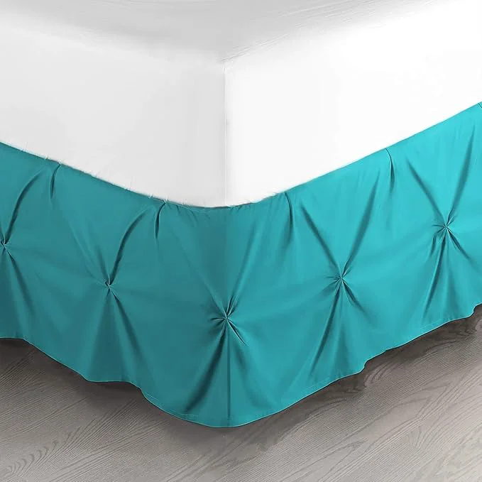 Sustainable Nestl Premium Microfiber Bedskirt – King Size Pinch Pleat 14 quot Drop Hotel Quality Teal Casual