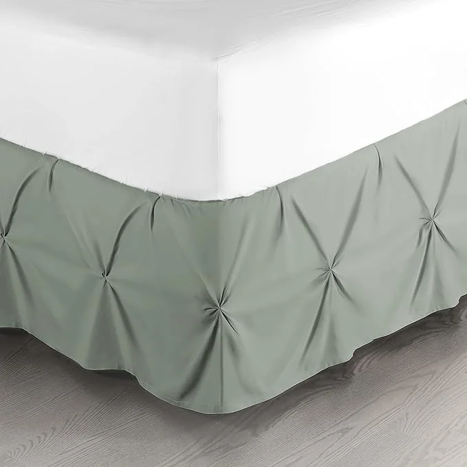 High-Grade Nestl Sage Green Bed Skirt Cal King Size Pinch Pleat Cal King Bed Skirt 14 quot Inch Drop Cal King Bedskirt Hotel Quality Bed Skirts Microfiber Bedskirt for Cal King Bed Sage Green Cal King Bed Skirt Sophisticated