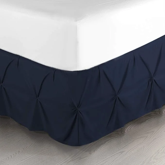 Elegant Nestl Navy Blue Bed Skirt – Pinch Pleat Full Size 14 quot Drop Premium Microfiber User-Friendly