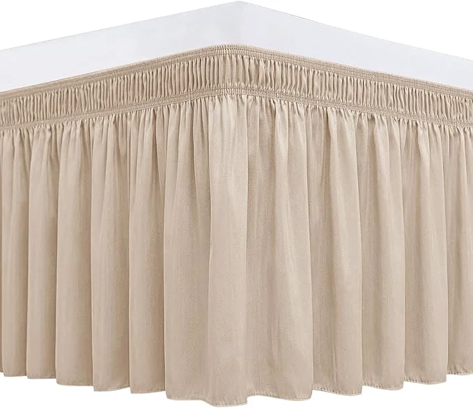 Verified Biscaynebay Wrap Around Bed Skirts with Adjustable Belts for Twin amp Twin XL Beds 15 quot Drop Sand Elastic Dust Ruffles Easy Fit Wrinkle Resistant Silky Luxurious Fabric Machine Washable Healthy
