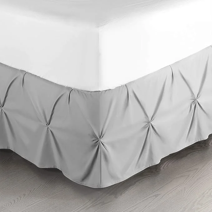 Recyclable Nestl Premium Microfiber Bedskirt – Twin Size Pinch Pleat 14 quot Drop Hotel Quality Light Grey Exclusive