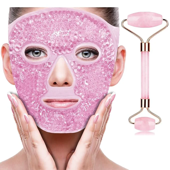 Refined ZNÖCUETÖD Ice Face Facial Jade Roller and Ice Face Mask Cold Cooling Gel Mask First-Class