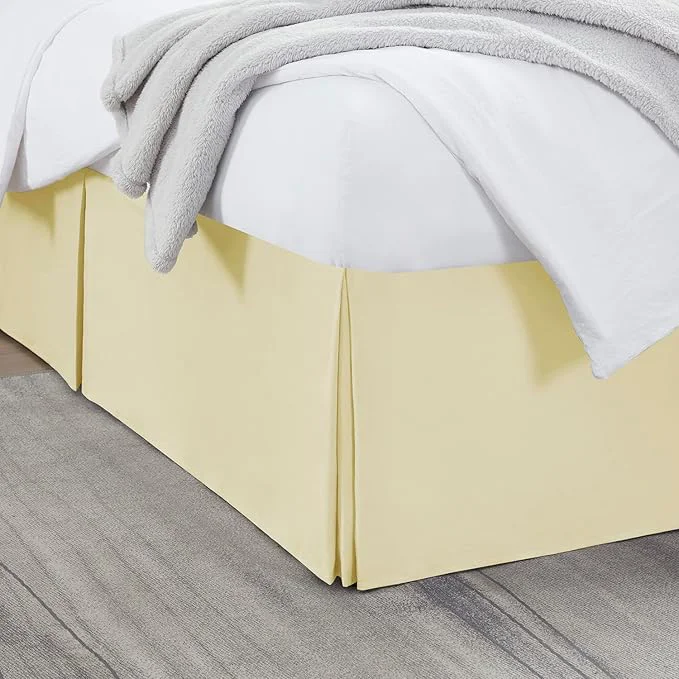 Detailed Nestl Vanilla Yellow Full Bed Skirt – Full Size Bed Skirt 14 Inch Drop – Brushed Microfiber Bed Skirts – Hotel Quality Pleated Bed Skirt – Shrinkage amp Fade Resistant Original Design