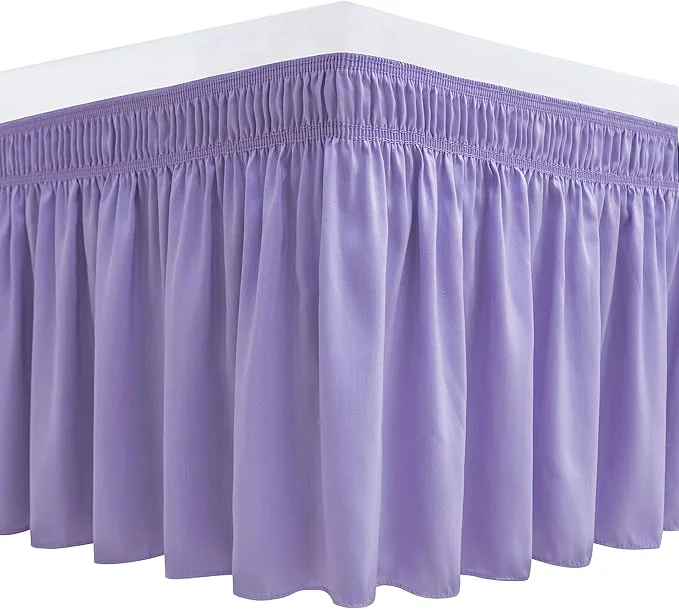 Official Biscaynebay Wrap Around Bed Skirts for King amp Cal King Beds 15 quot Drop Lavender Adjustable Elastic Dust Ruffles Easy Fit Wrinkle amp Fade Resistant Silky Luxurious Fabric Machine Washable Premium