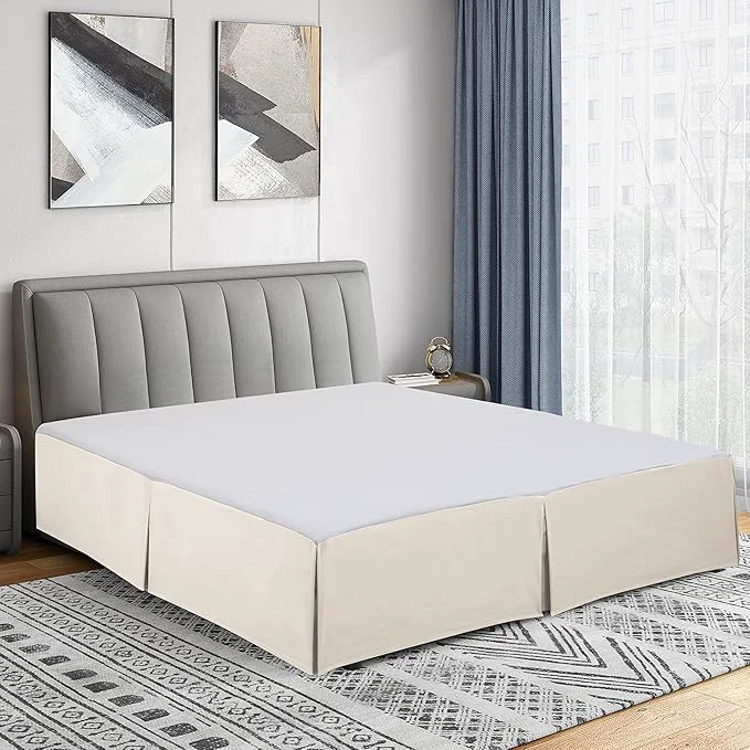 Fashionable Cathay Home Double Brushed Microfiber Pleated Easy Fit Bed Skirt Ultra Soft Fade and Wrinkle Resistant – Coconut Milk King Lightweight