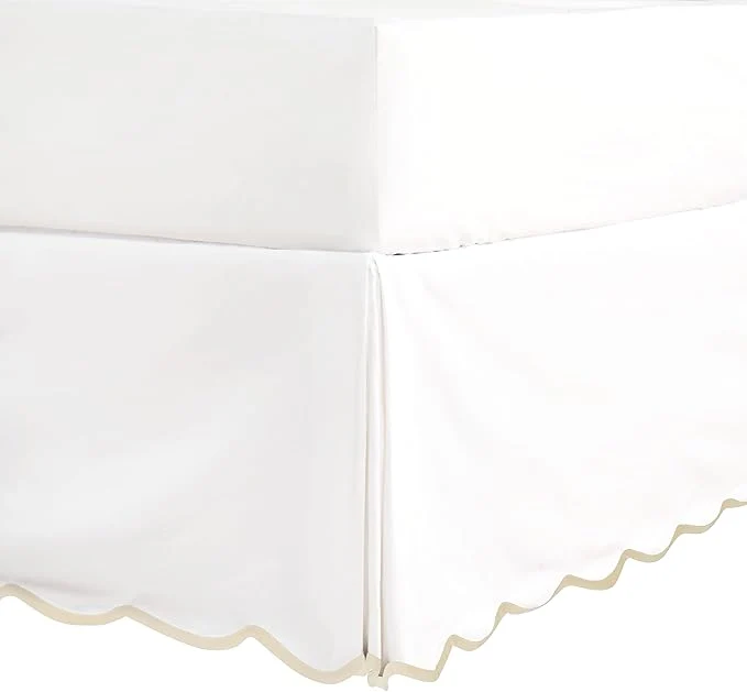Sophisticated HIG Off White Chic Queen Bed Skirt – Easy Fit Scallop Edge Pleated Bedskirts 14 Inch Drop Anti-Slip Dust Ruffle Thick Fabric for Enhanced Privacy Pre-Washed for Long-Lasting Use N60022 Reliable