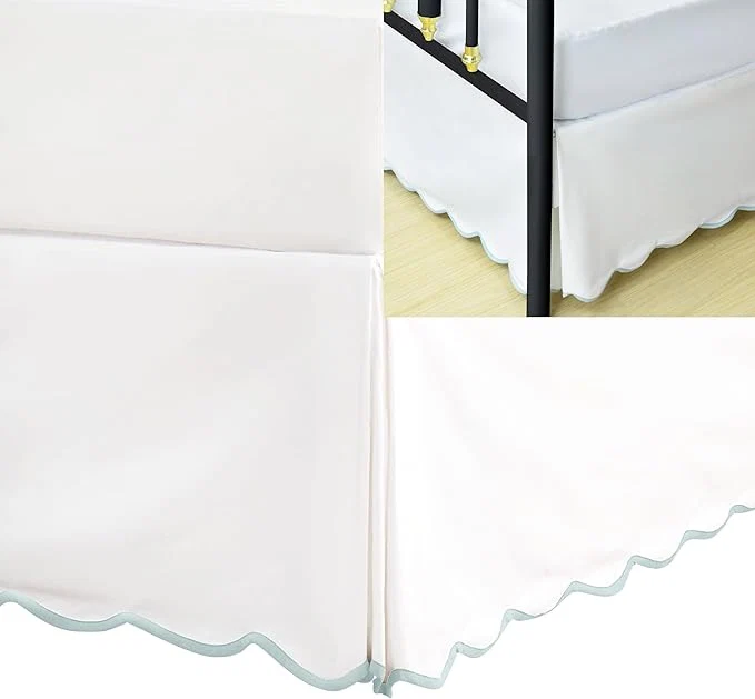 Exclusive HIG King Bed Skirt – Easy Fit Scallop Edge Pleated Bedskirts with Spilt Coner 12 Inch Drop Anti-Slip Dust Ruffle Thick Fabric for Enhanced Privacy Pre-Washed for Long-Lasting Use Machine Washable Advanced
