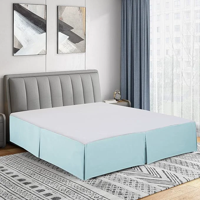 Exclusive Cathay Home Double Brushed Microfiber Pleated Easy Fit Bed Skirt Ultra Soft Fade and Wrinkle Resistant – Aqua Twin Fast