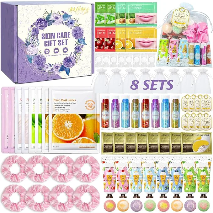 Green 80PCS Spa Party Favors Include Face Masks Lip Balm Hand Cream Under Eye Unique