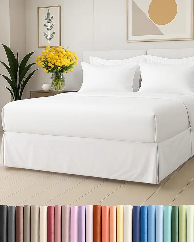 Environmentally Friendly Pleated Bed Skirt Twin Size – 3 Sided Pleated Bed Skirt Twin – Ultra-Soft Easy Fit with 18 Inch Tailored Drop – Hotel Quality Wrinkle amp Fade Resistant – for Women Men Kids and Teens – White Proven