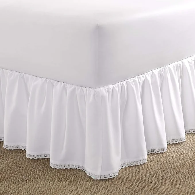 Crafted Laura Ashley Home – King Bedskirt Luxury Bedroom Decor Wrinkle amp Fade Resistant Crochet Ruffle White King Enhanced