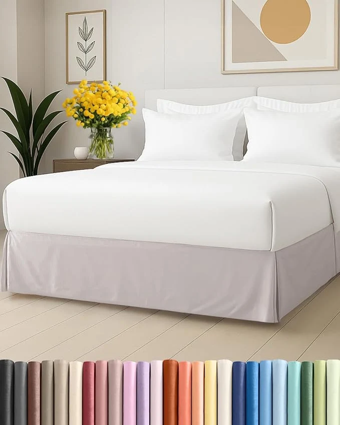 Comfortable Pleated Bed Skirt Full Size – 3 Sided Pleated Bed Skirt Full – Ultra-Soft Easy Fit with 15 Inch Tailored Drop – Hotel Quality Wrinkle amp Fade Resistant – for Women Men Kids and Teens – Light Grey Fine Crafted