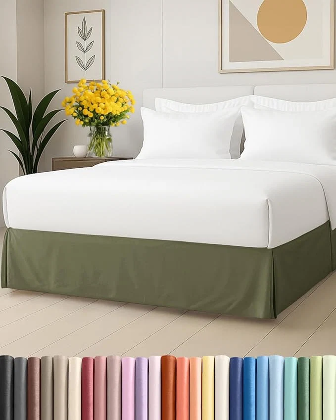 Next-Generation Pleated Bed Skirt King Size – 3 Sided Pleated Bed Skirt King – Ultra-Soft Easy Fit with 15 Inch Tailored Drop – Hotel Quality Wrinkle amp Fade Resistant – for Women Men Kids and Teens – Sage Green Efficient