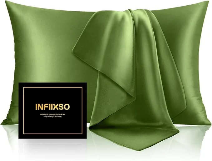 Original Design INFIIXSO Mulberry Silk Pillow Case King Size Silk Pillowcase with Hidden Zipper 20 quot x36 quot Smooth and Soft Pillow Cases for Hair and Skin Cedar Green 1 Pack Innovative