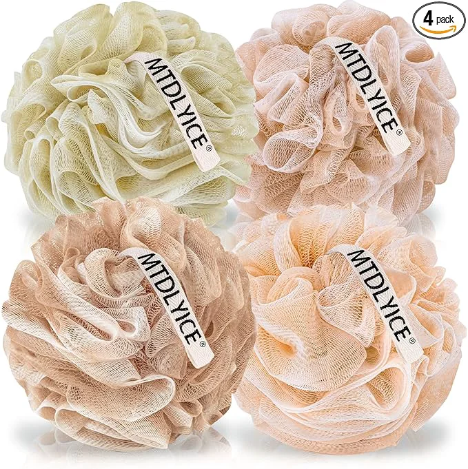 Modern MTDLYICE Loofah Sponge XL Large Loofah 75g 4 Pack Bath Sponge Soft Mesh Shower Green