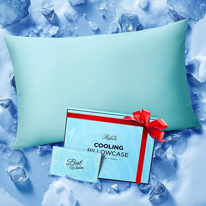Verified Ice Cooling Pillowcase for Hot Sleepers Instantly Cool Stays Cold All Night Softer Than Silk Pillow Cases Pillow Covers with Invisible Zipper Gift for Men amp Women – Queen Size Mint Blue 1 Pack Next-Generation