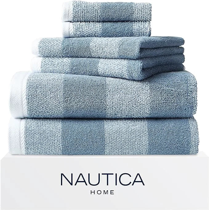 Pure Nautica – Bath Towel Set Cotton Bath Hand Washcloths Absorbent Quick-Dry Long-Lasting