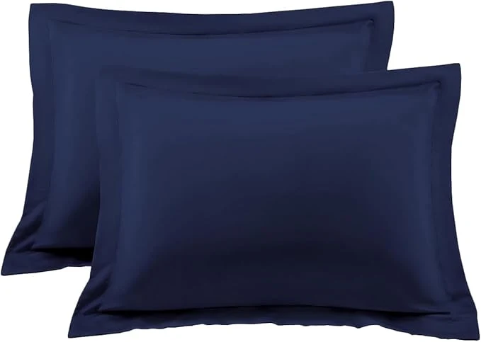 Secure Queen Pillow Shams Set of 2 Navy Blue Pillow Shams Queen Size 20×30 Pillow Covers Egyptian Cotton 600 Thread Count Soft Skin Friendly Cushion Cover Cases Decorative Pillow Shams for Bed Sophisticated