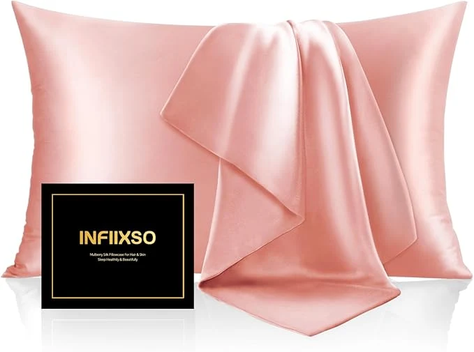 Easy-to-Use INFIIXSO Silk Pillow Cases 2 Pack Standard Size Ultra Smooth amp Soft Mulberry Silk Pillow Case for Hair and Skin Breathable Cooling Silk Pillowcase with Hidden Zipper Blush Pink 20×26 Inches Contemporary