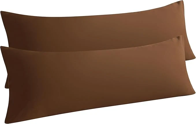 Fashionable NTBAY 2 Pack Body Pillowcase 20×54 inches Microfiber Brown Wrinkle- Fade-Resistant Envelope Closure Machine Washable Casual