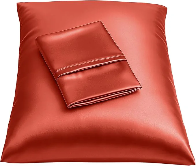Classic BLISSFORD Satin Pillowcase with Zipper for Hair and Skin Care Feels Soft and Cool Like a Silk Pillowcase Satin Pillow Cases 2 Pack Slik Pillow Cover Rust – Standard Size Set of 2 Trusted