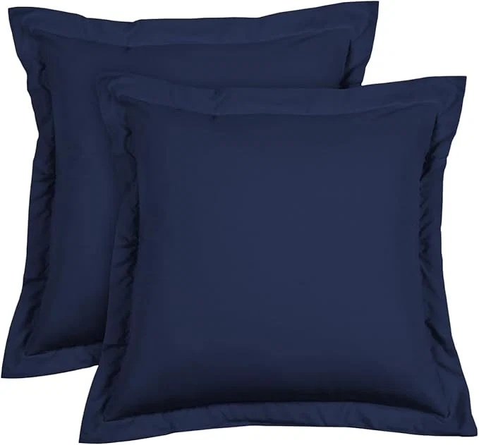 Fine Euro Sham Covers 26×26 Set of 2 Navy Blue 600 Thread Count Egyptian Cotton Pack of 2 Euro 26×26 Pillow Covers Cushion Cover Cases Soft Skin Friendly European Size Decorative Square Pillow Shams Exceptional