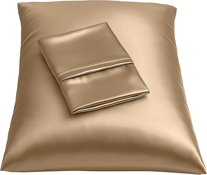 Green BLISSFORD Satin Pillowcase with Zipper for Hair and Skin Care Feels Soft and Cool Like a Silk Pillowcase Beige Satin Pillow Cases 2 Pack Slik Pillow Cover Queen Size Set of 2 Functional