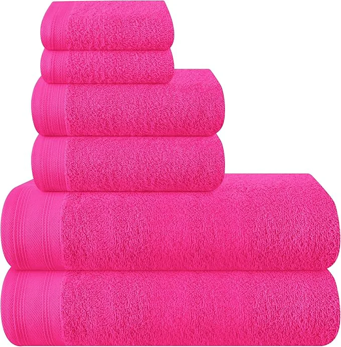Official Ultra Soft 6 Pack Cotton Towel Set Contains 2 Bath Towels 28×55 inch 2 Hand Trusted