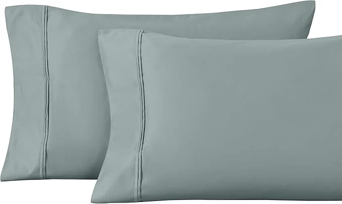 High-Performance Superior 1200 Thread Count Egyptian Cotton Soft and Breathable 2-Piece Standard Pillowcase Set Solid Teal World-Class