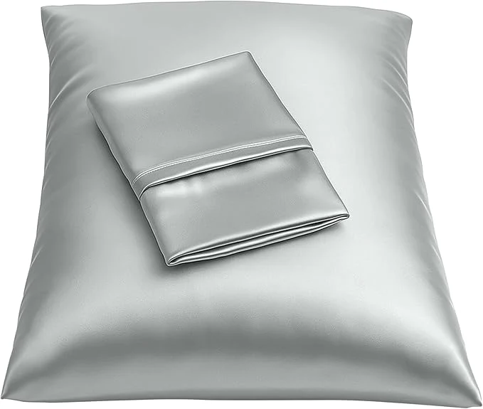 Effective BLISSFORD Satin Pillowcase with Zipper for Hair and Skin Care Feels Soft and Cool Like a Silk Pillowcase Satin Pillow Cases 2 Pack Slik Pillow Cover Silver Grey – King Size Set of 2 Authentic
